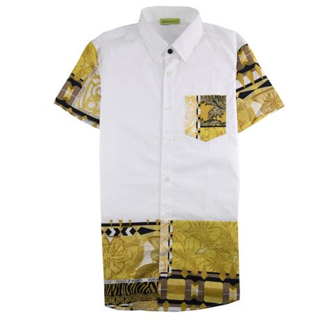 versace jeans short sleeve shirt white